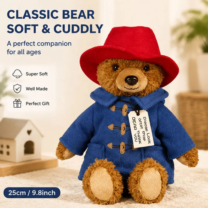 Teddy Bear Doll with Red Hat and Blue Coat Birthday Christmas Gift for Kids