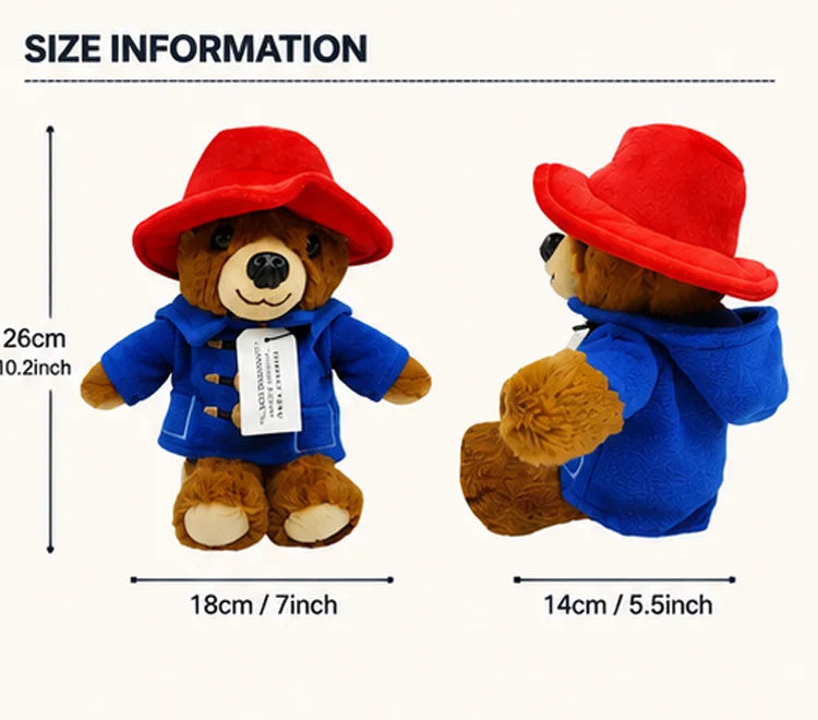 Teddy Bear Doll with Red Hat and Blue Coat Birthday Christmas Gift for Kids