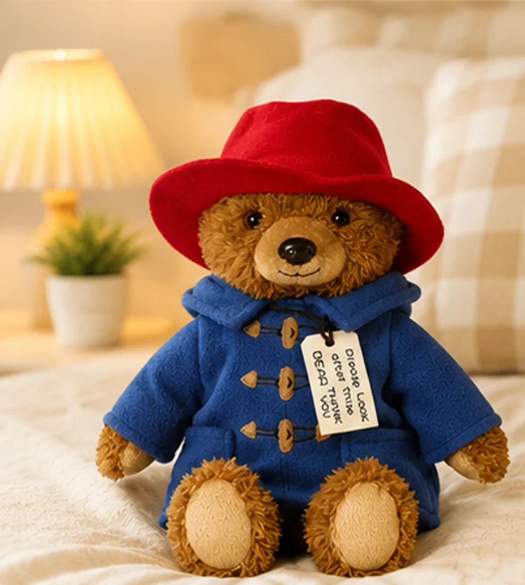Teddy Bear Doll with Red Hat and Blue Coat Birthday Christmas Gift for Kids